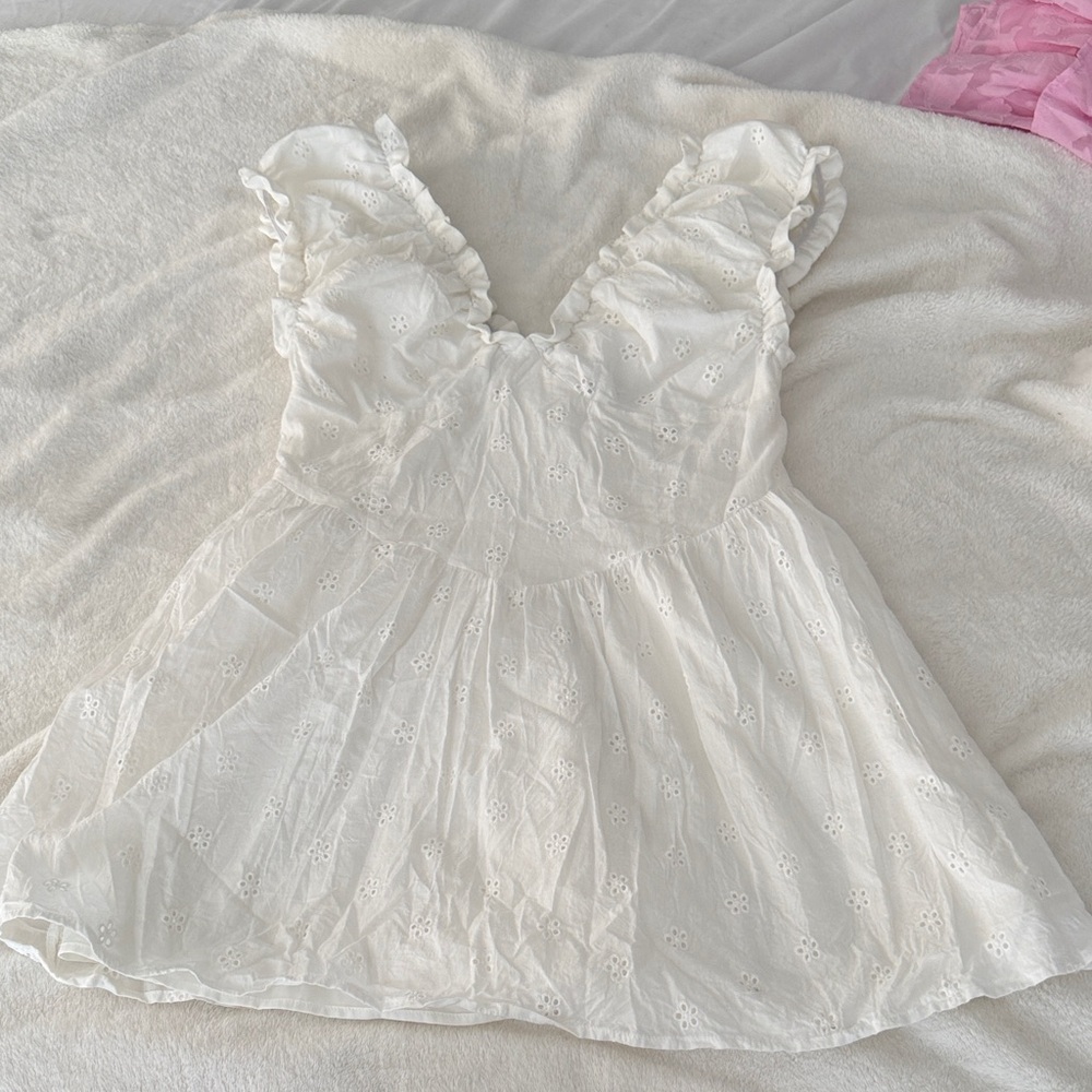White Ruffled Sleeveless Dress